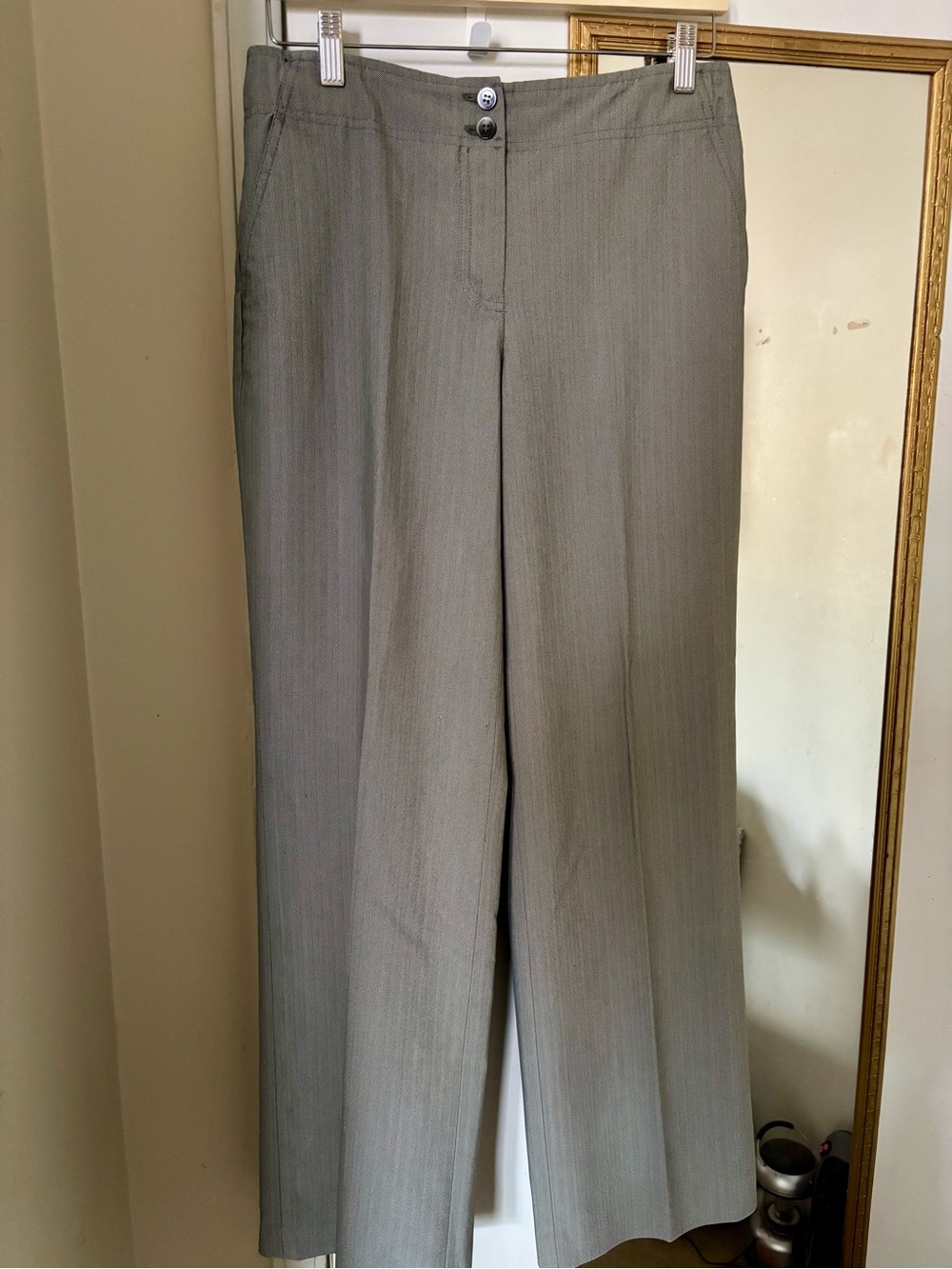 Banana Republic Gray Herringbone Wide Leg Trousers Mid Rise Dress Pants Size 4